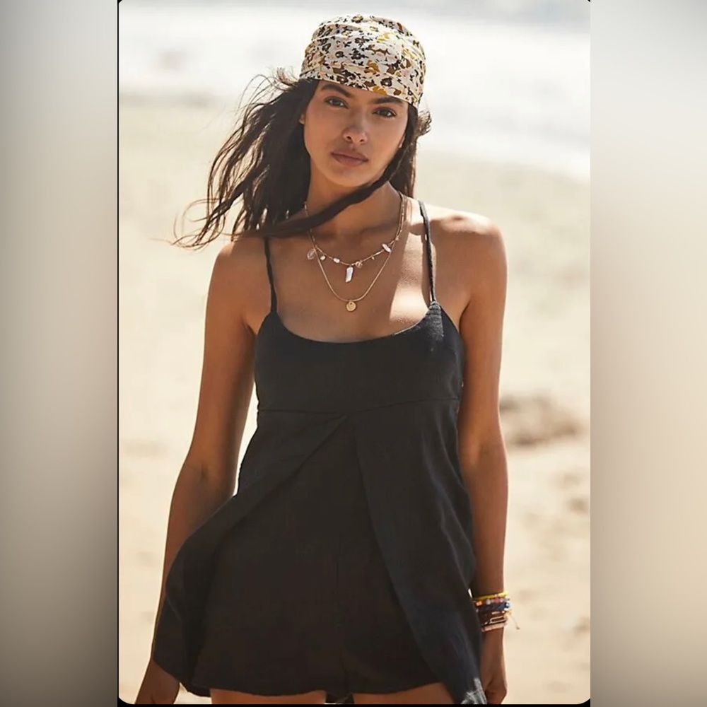 Free People Endless Summer Black Romy Romper Skort